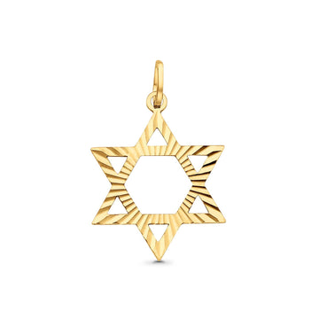 Star of David Charm Pendant 14K Real Yellow Gold 25mmX22mm 1.8grams